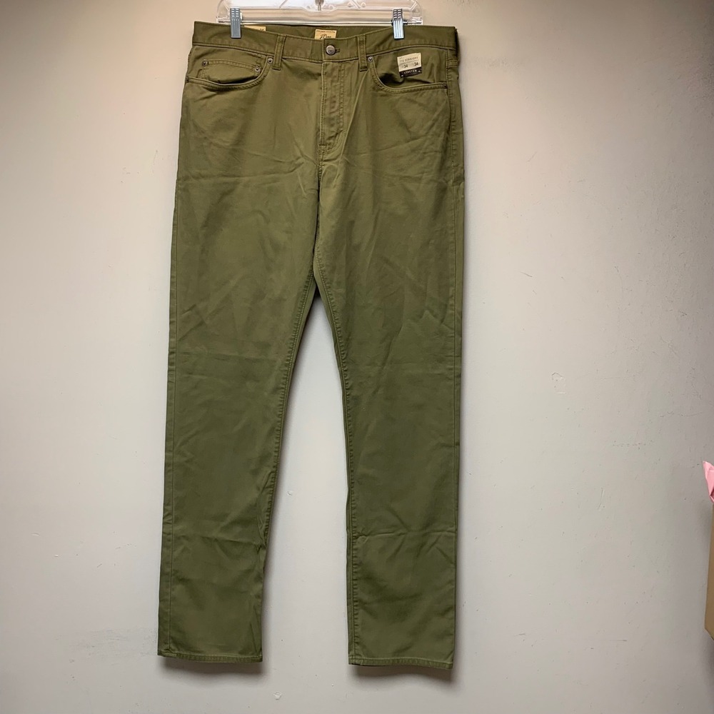J.Crew 770 Straight Pants Mens 34x34 Olive Green Excellent Stretch H7168